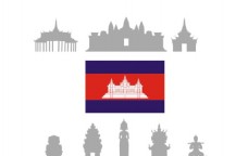 柬埔寨标志建筑轮廓矢量图