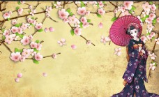 旅行海报日本樱花