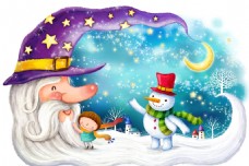 童话圣诞老人雪景背景