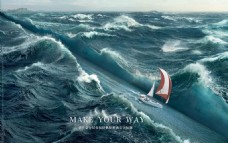 创意广告广告创意分开的海洋和帆船