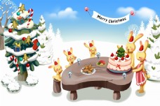 卡通冬季圣诞树素材背景