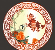 中国风牡丹花圆形