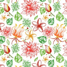 广告春天手工绘制的彩色花卉背景