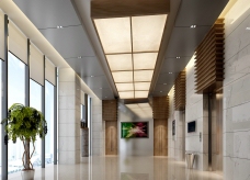 现代办公现代简约风格办公楼电梯间效果图