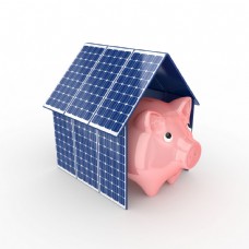 太阳能房子与小猪存钱罐图片