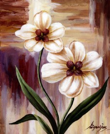 白色花朵油画图片