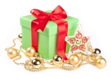 礼物装饰圣诞装饰项练与绿色礼物图片