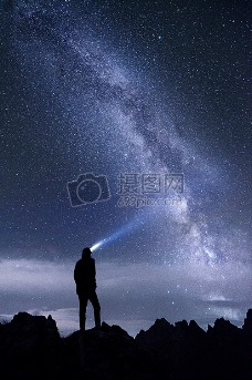 天空探险光山天空夜晚星系银河系路明星冒险探险家