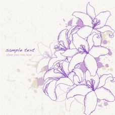 紫色百合花纹理手绘装饰图案