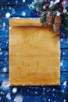 蓝色雪夜圣诞节装饰背景图片