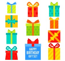 11款彩色生日礼盒矢量素材