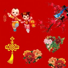 新年儿童中国结梅花牡丹