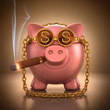 抽雪茄的小猪存钱罐图片