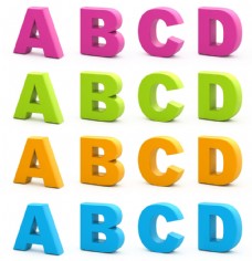 彩色立体ABCD字母图片