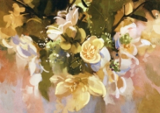 无框画绽放的花朵油画图片