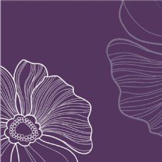 紫色背景手绘花朵装饰画