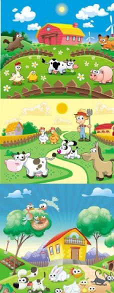 卡通农场 矢量动物 家园