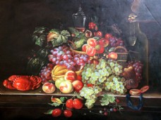 食物背景水果食物油画背景图片
