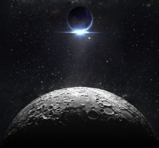 月球表面卫星拍摄日食图片