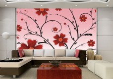 抽象花卉元素背景墙