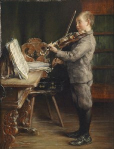 男人小提琴油画图片