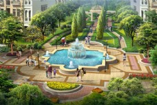 喷泉设计小区喷泉景观效果图片