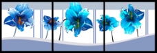客厅无框画蓝色花朵装饰画