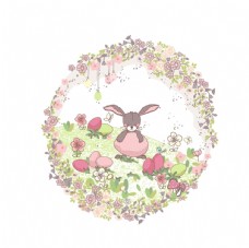 温馨花朵小兔素材
