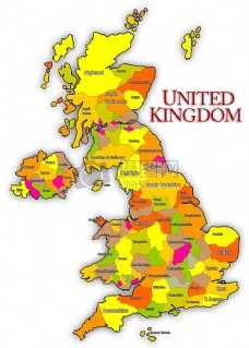白色背景下的英国地图