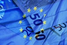 欧盟旗帜和纸币图片