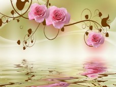湖水花卉装饰画