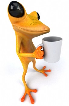 端着杯子的青蛙图片