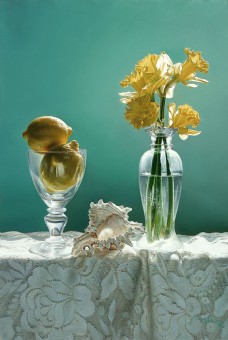 柠檬与花瓶静物油画写生图片