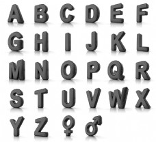 字体设计9灰色立体26个字母图片