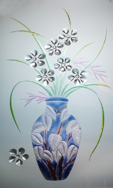 瓶子花卉装饰背景墙