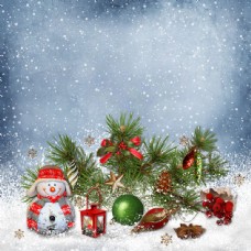 圣诞球与雪人图片