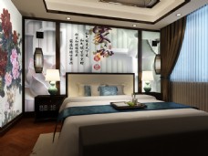 中国风设计中国风卧室背景墙设计素材