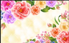 欧式花纹背景手绘花卉电视背景墙