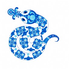 卡通青花瓷蛇图片