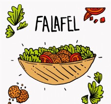 彩绘中东食品法拉费矢量素材