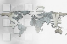 世界地图与货币符号图片