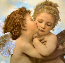 油画儿童天使图片