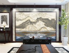 中国风设计中国现代风格大理石电视背景墙设计
