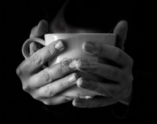 茶与咖啡黑与白手咖啡杯喝茶热温饮料