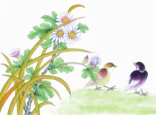 水墨花卉鸟类动物图片
