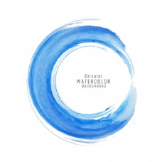 创意圆圈蓝色水彩元素