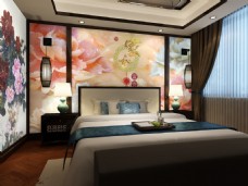 中国风设计中国风花卉卧室壁纸设计素材模板