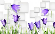 紫色花卉方格子背景装饰