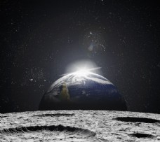 月球表面上升的星球图片